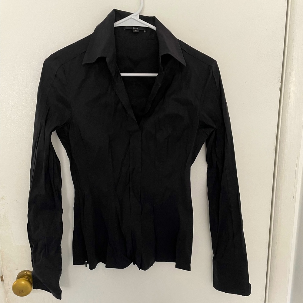 Hugo Boss Black V-Neck Collared Blouse